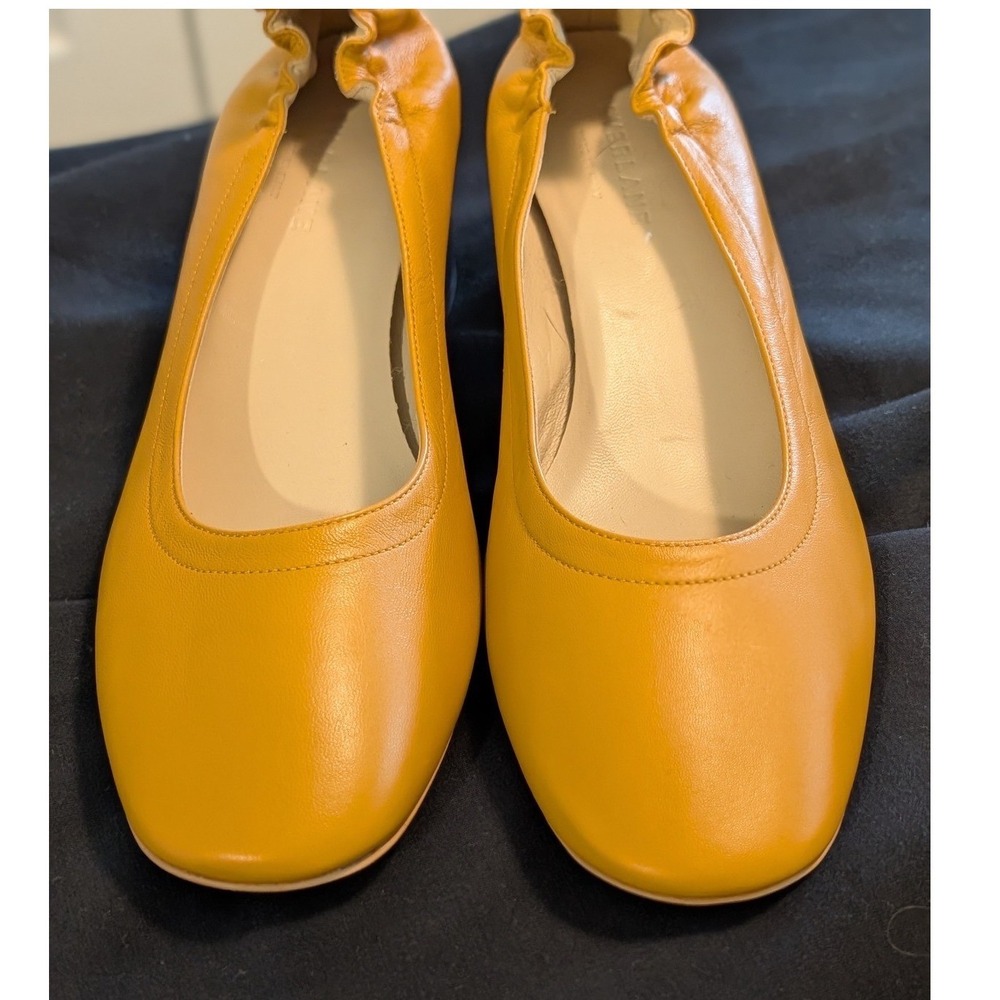 Everlane The Day Heel Womens 8 Mustard Yellow Italian Leather Block Heel Pumps - Picture 7 of 10